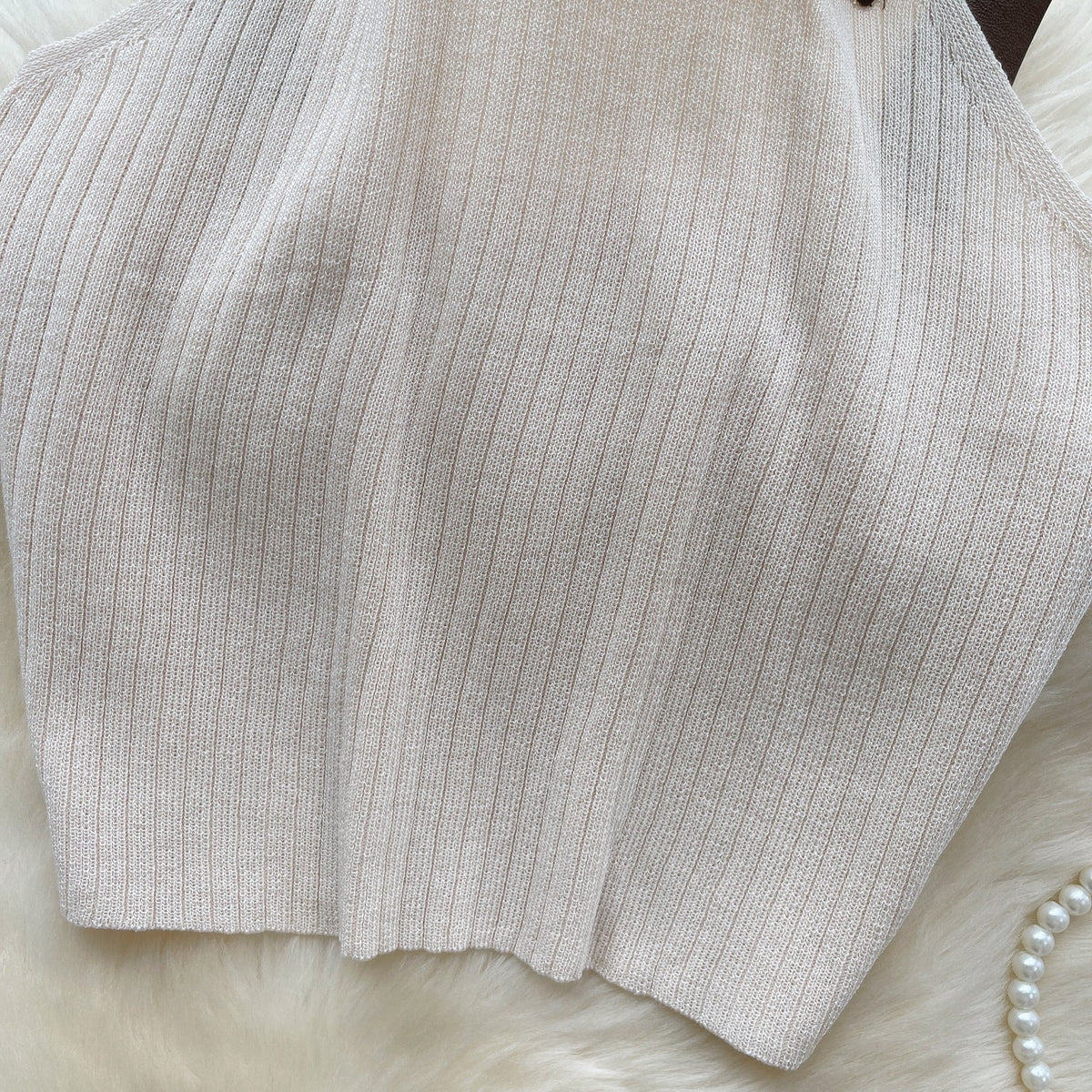 Patchwork Strap Backless Knitted Camisole