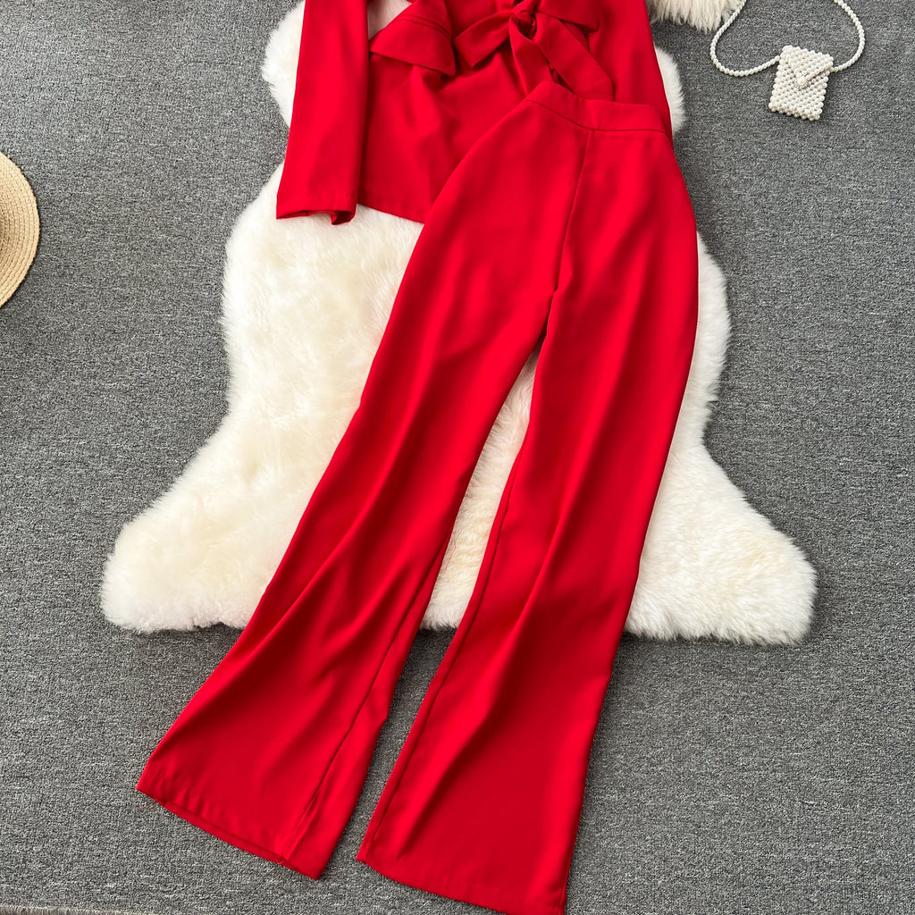 Blazer&Trousers Solid Color 2Pcs