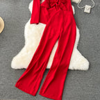 Blazer&Trousers Solid Color 2Pcs