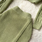 Twisted Cardigan&Split Skirt Knitted 2Pcs