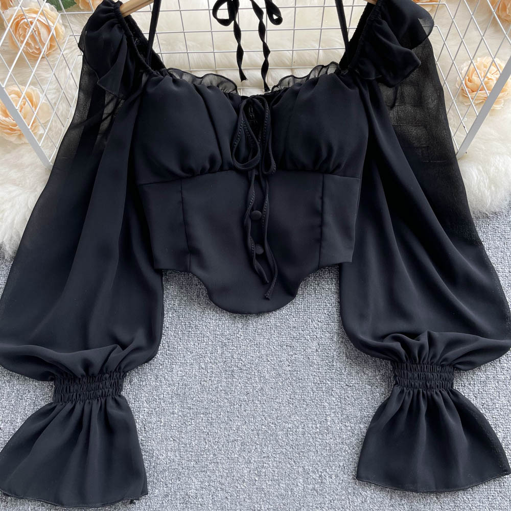Loose Lace-up Halter Shirt