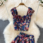 Floral Skirt Two-Piece Short Jacket