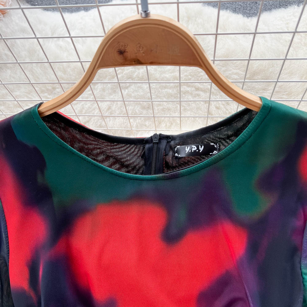 Swoosh Floral Printed Hip-wrapping Dress