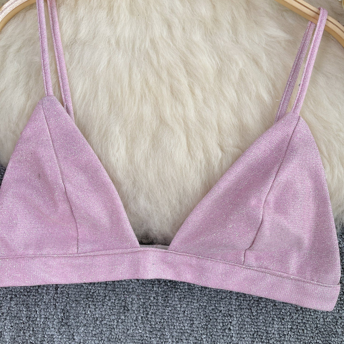 Chic Glossy Sequin Lingerie Top