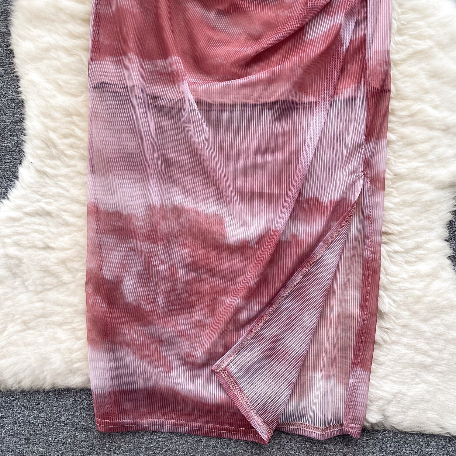 Ink Swooshed Printing 2Pcs Dress