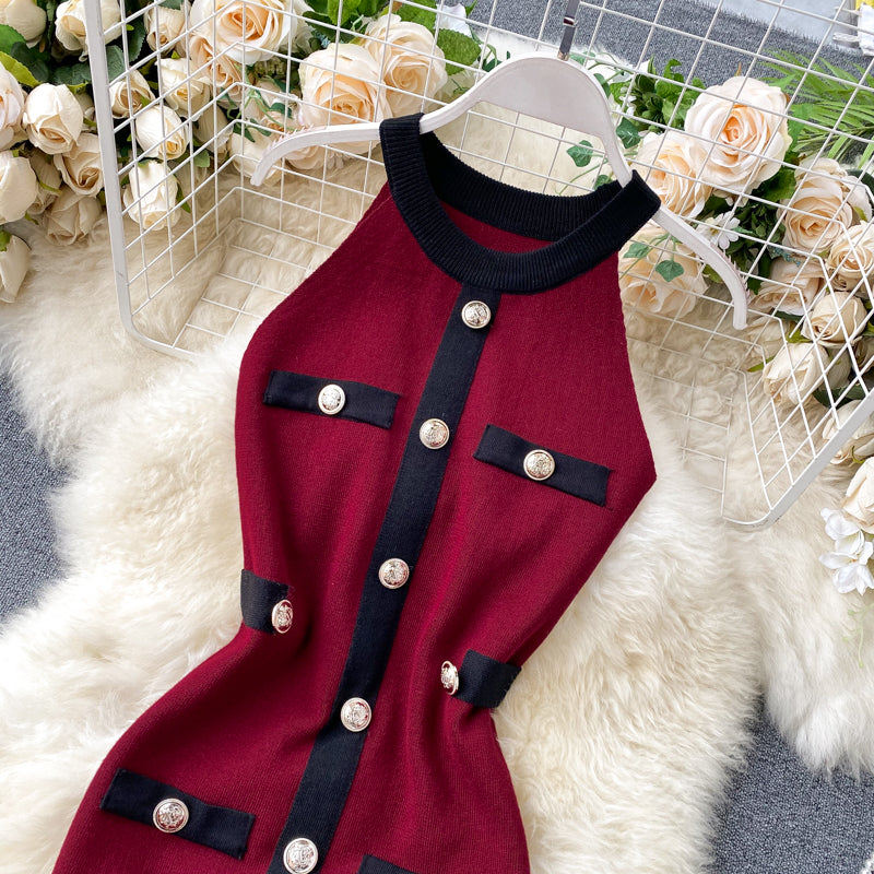 Halter-breasted Knitted Hip Dress