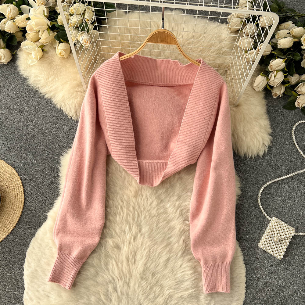 Knitted Cardigan Shawl&Bodycon Halter Dress