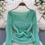 Off-shoulder Top&Skirt Solid 2Pcs