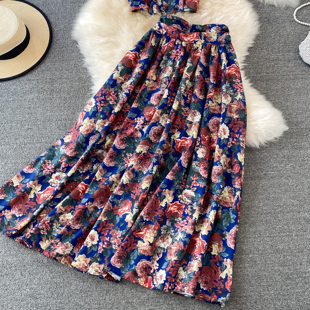 Floral Skirt Two-Piece Short Jacket