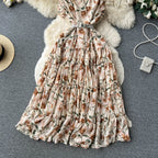 Vintage V-neck Sleeveless Floral Dress