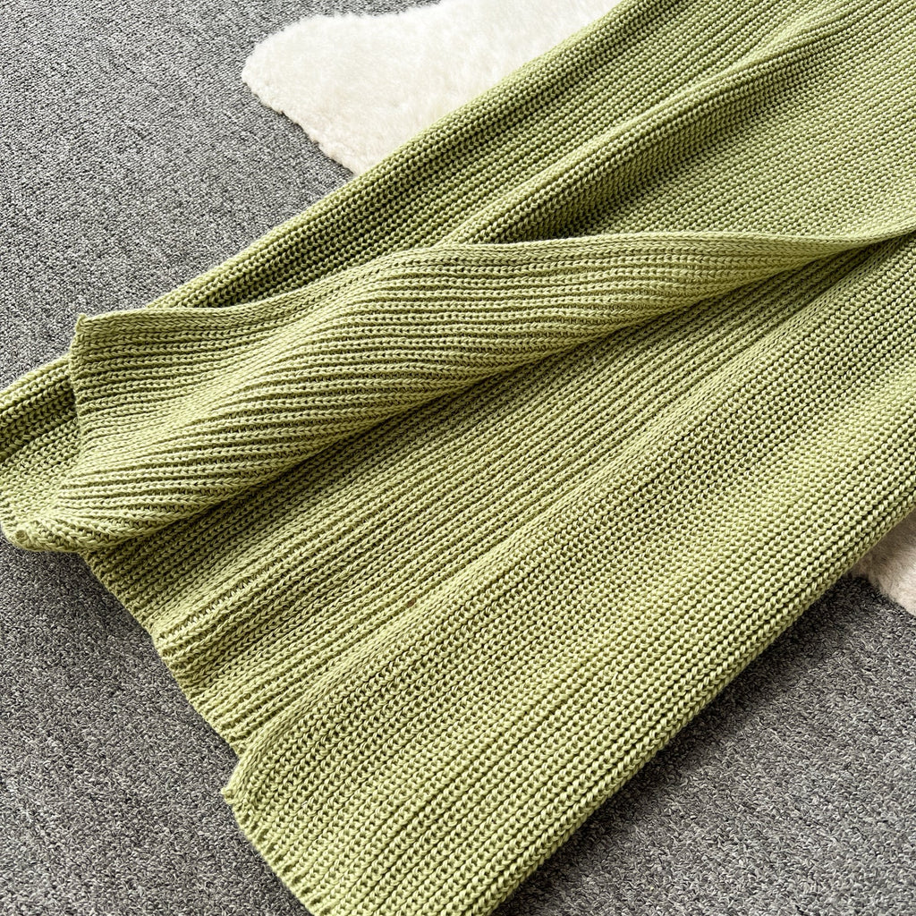 Twisted Cardigan&Split Skirt Knitted 2Pcs