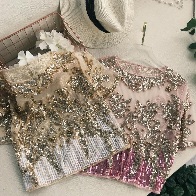 Chic Embroidered Beaded Sequin Shirt