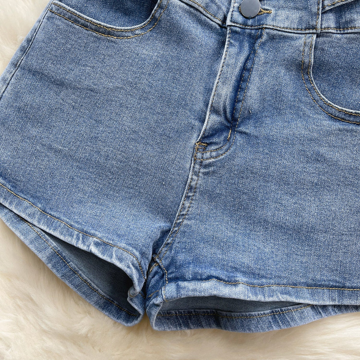 Korean Style Single-breasted Denim Shorts