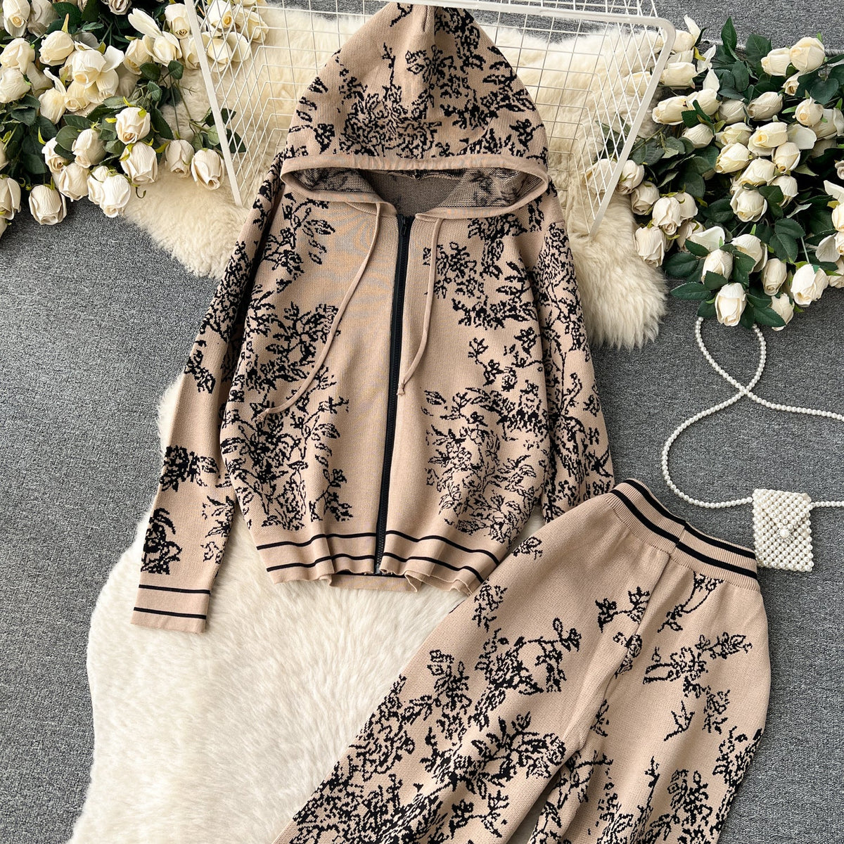 Printed Hoodie&Trousers Sportswear 2Pcs
