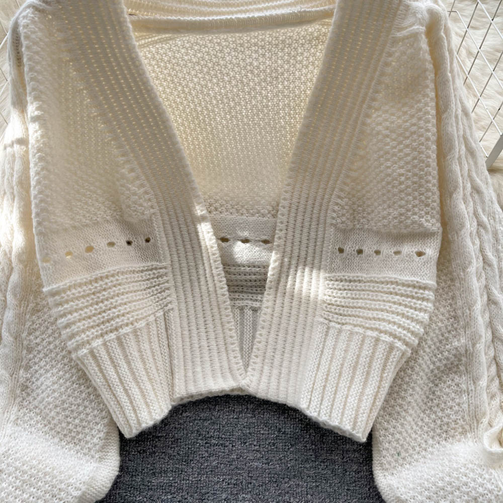 Bow Drawstring Short Knitted Cardigan