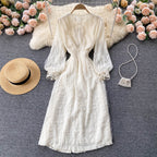 V-neck Single-breasted Long-sleeved Shirt Dress