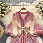 Courtly Printed Lace-up Dress