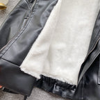 Vintage Furry Collar Short PU Jacket