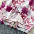 Vintage V-neck Long-sleeve Floral Dress