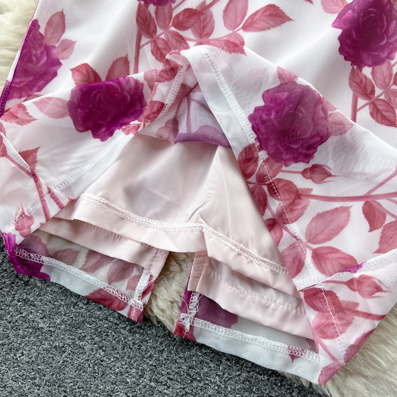 Vintage V-neck Long-sleeve Floral Dress