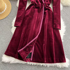 Velvet Suit Collar Trench Coat Dress