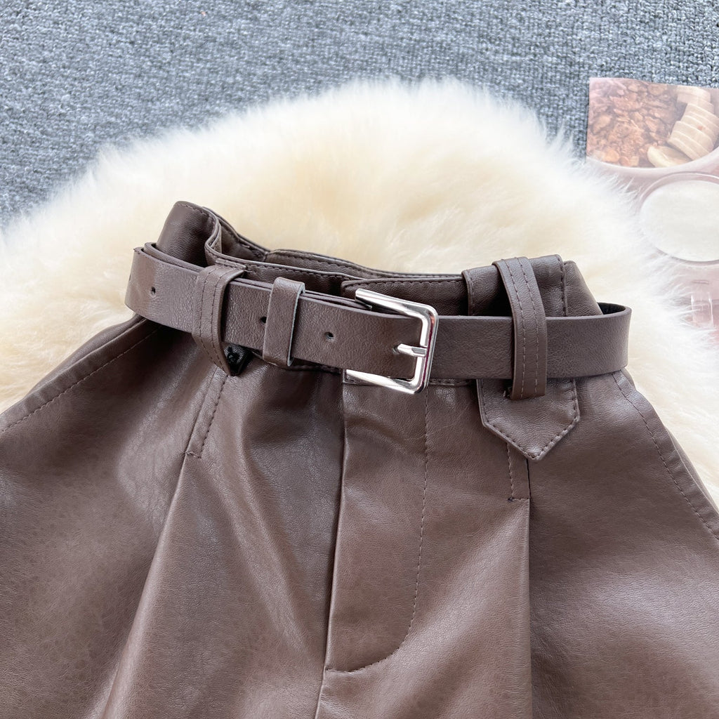 Vintage High-waist Leather Shorts