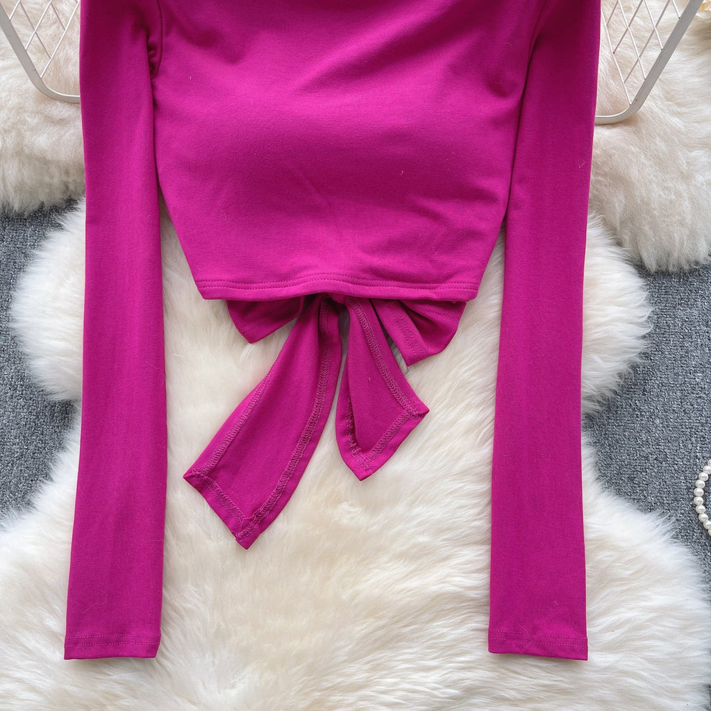 Chic U-neck Backless Lace-up Top