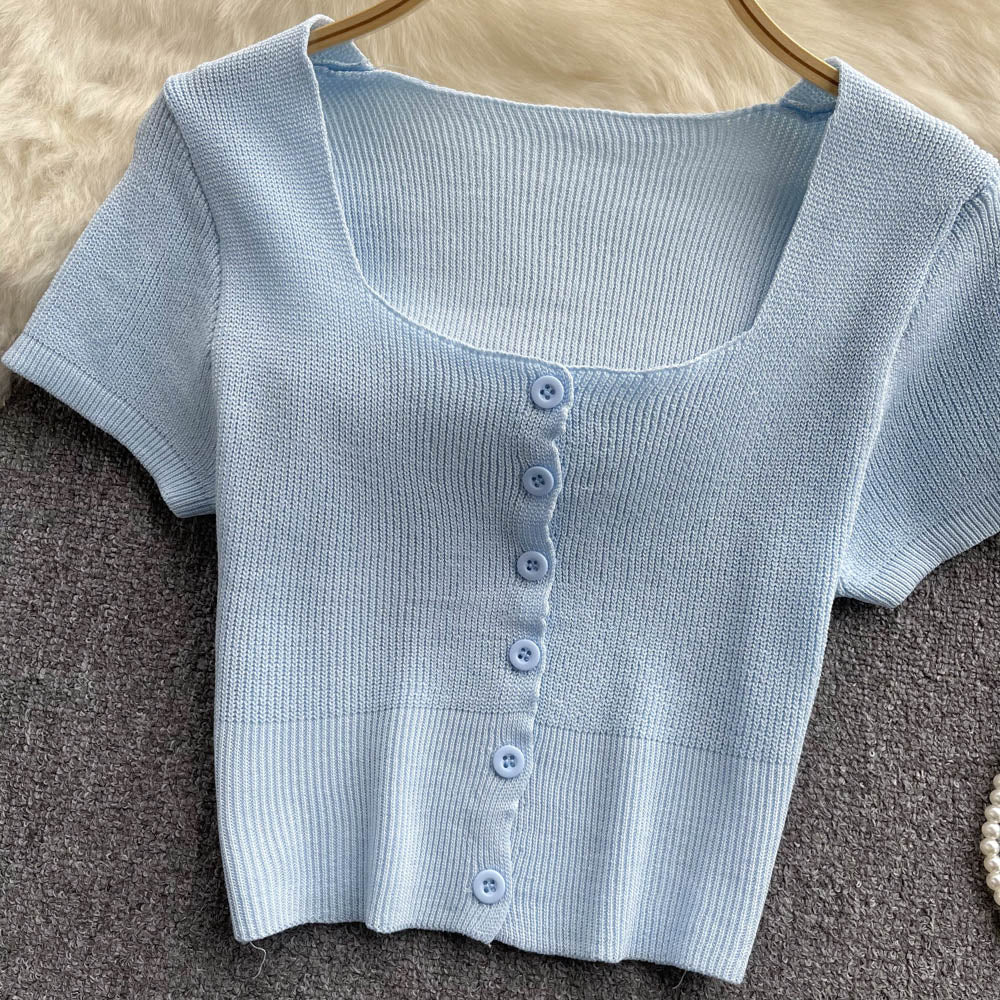 Short Sleeve Solid Colour Stretch T-shirt