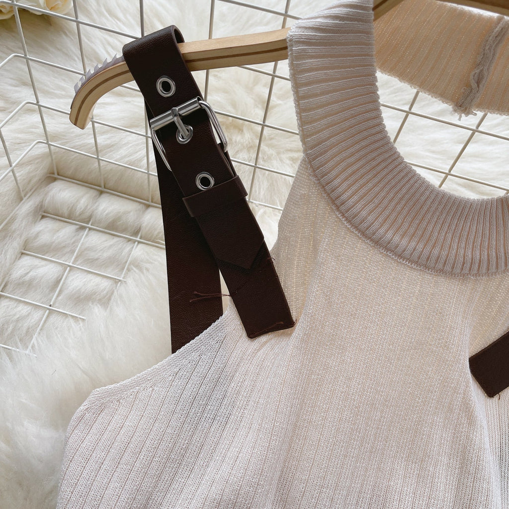 Patchwork Strap Backless Knitted Camisole