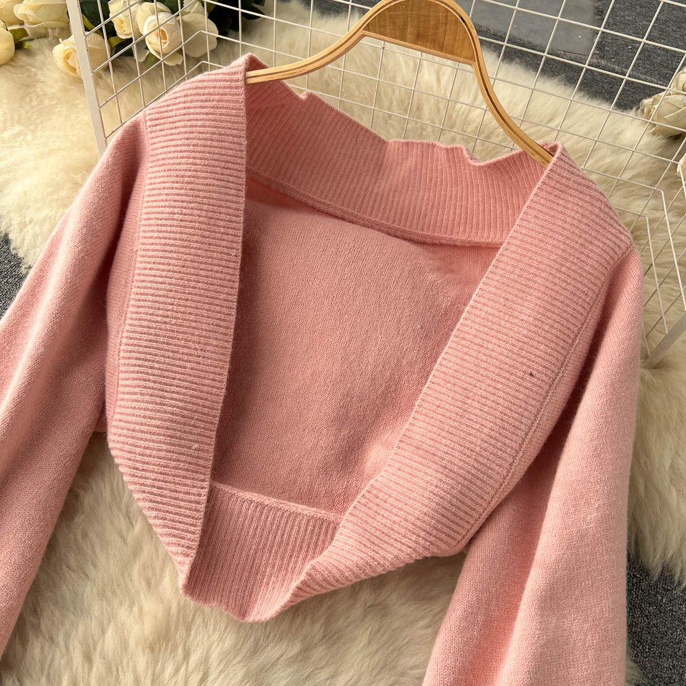 Knitted Cardigan Shawl&Bodycon Halter Dress