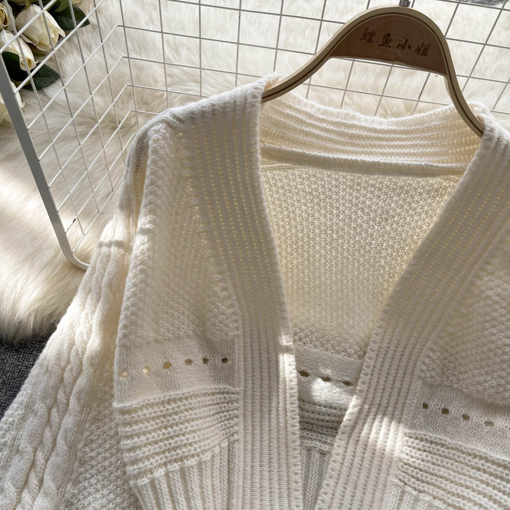 Bow Drawstring Short Knitted Cardigan