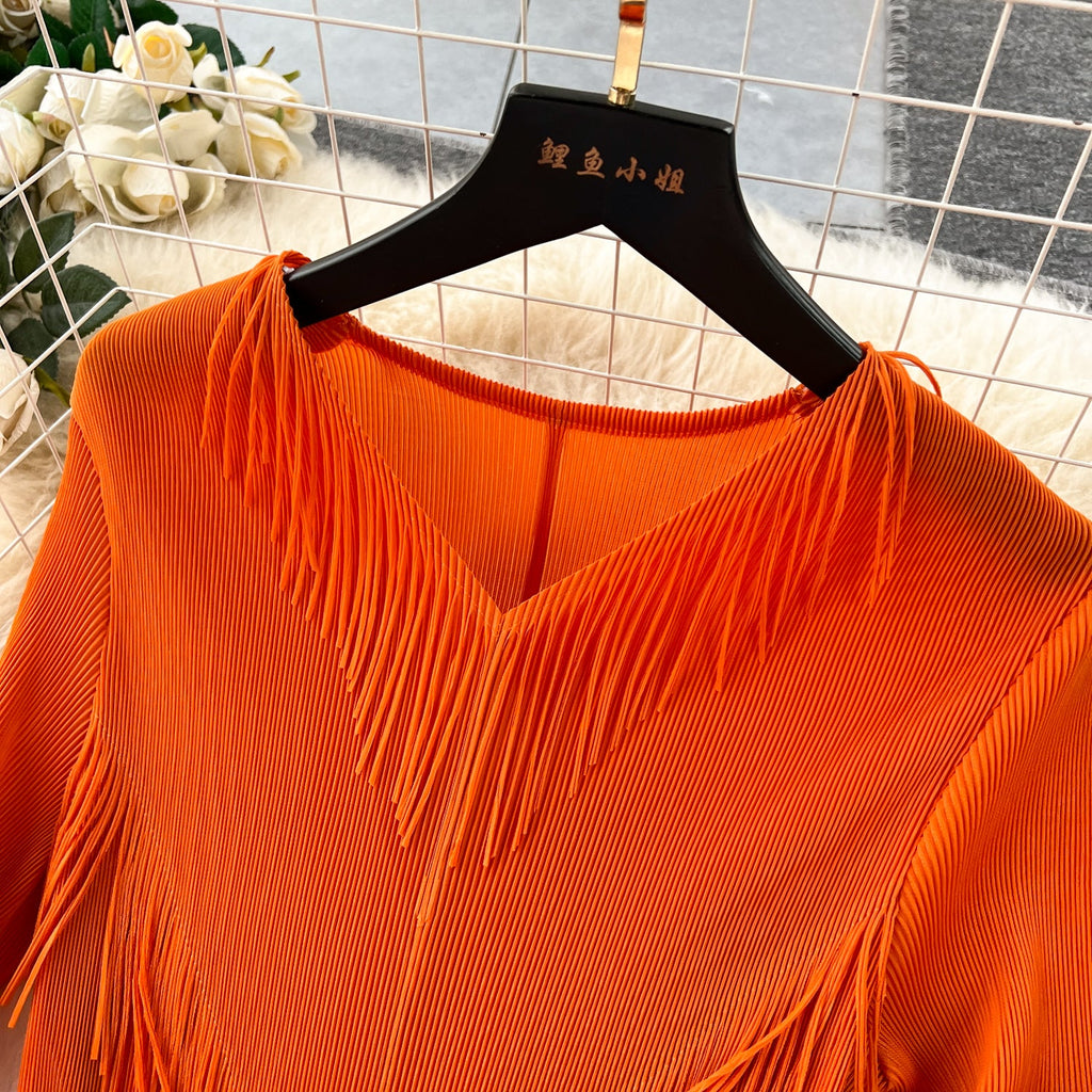Courtly Solid Color Ruffled Dress
