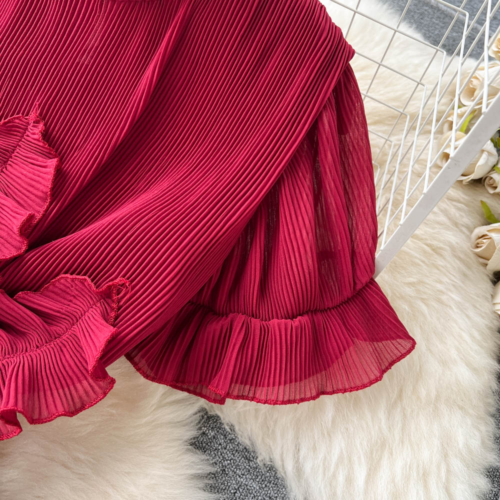 Unique Design Ruffle Short-sleeve Dress