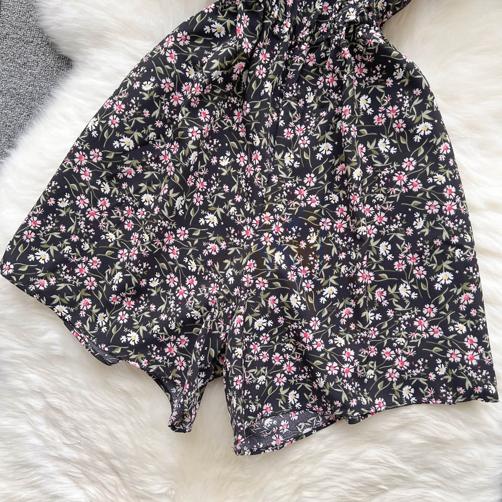 Strapless Floral Ruffled Jumpsuits