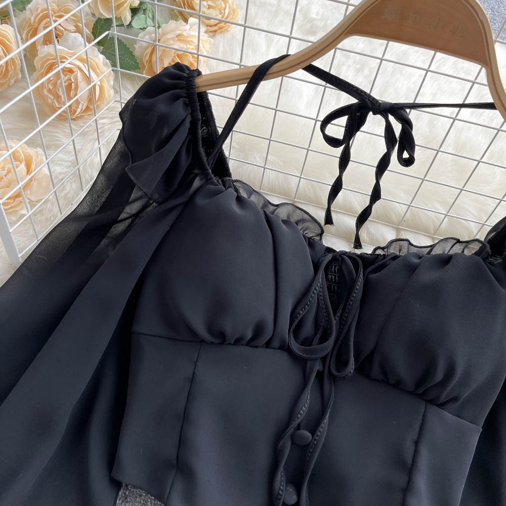 Loose Lace-up Halter Shirt