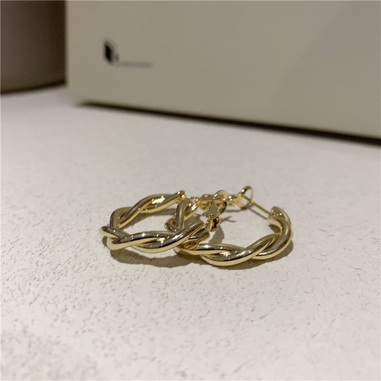 Silver Needle Twisted Plait Earrings