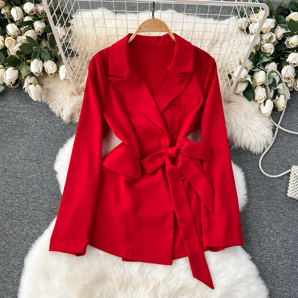 Blazer&Trousers Solid Color 2Pcs