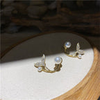Unique Fishtail Pearl Stud Earrings
