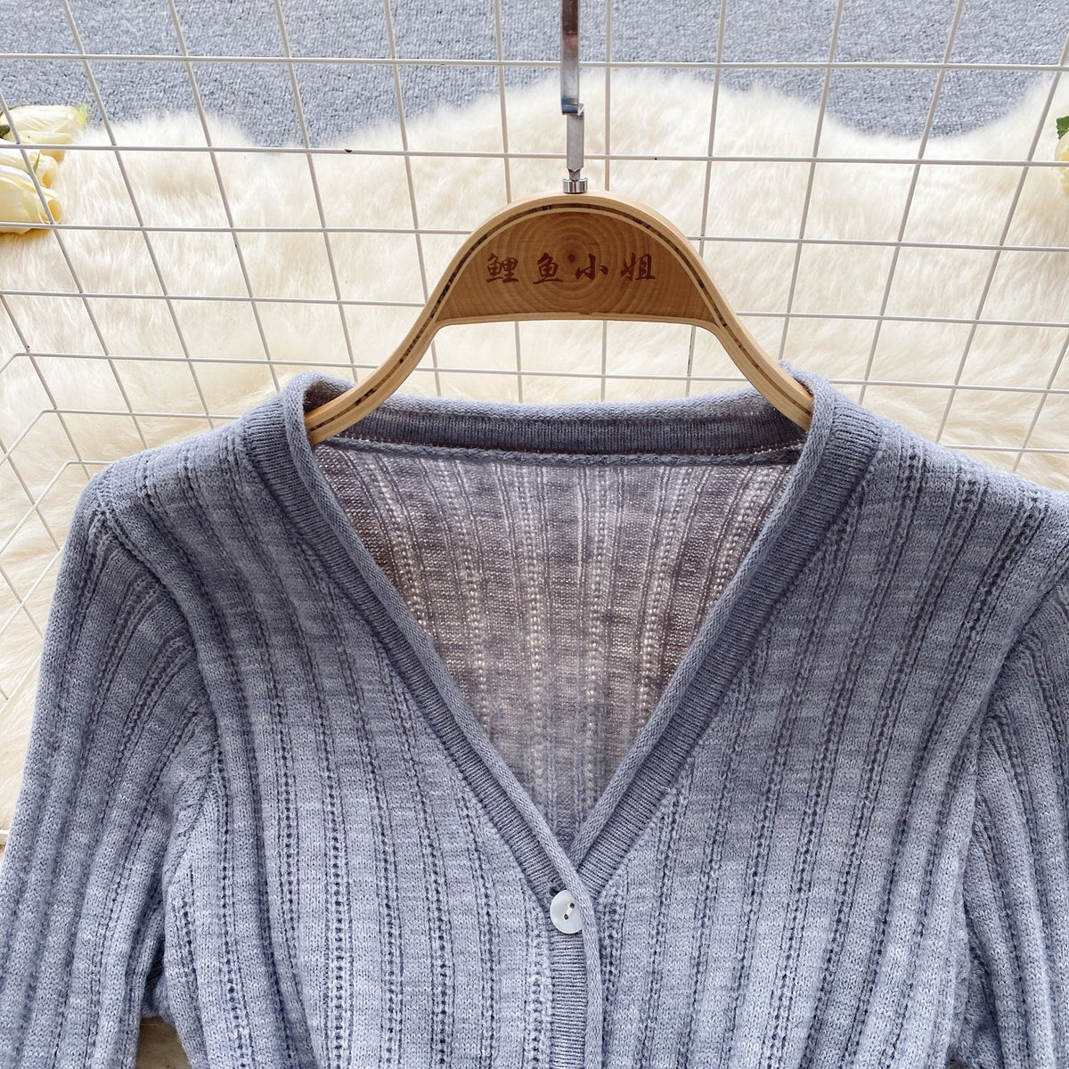 V-neck Cardigan&Pleated Skirt Knitted 2Pcs