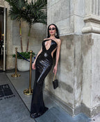 Sephra Front Cutout Backless Maxi Dress In Black