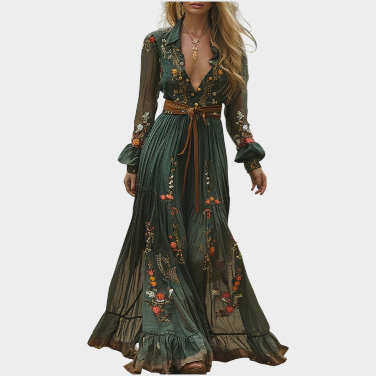 Aisha | Embroidered Maxi Dress