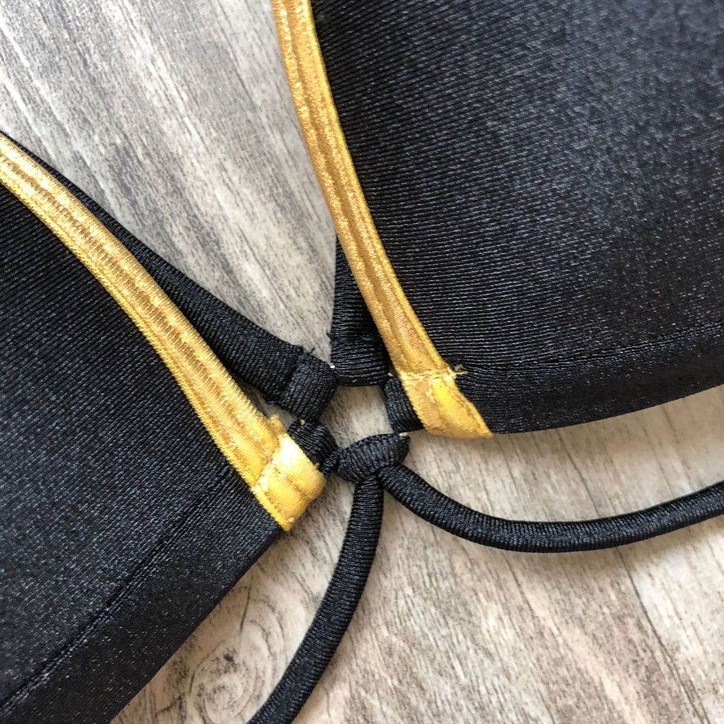 Stamping Patchwork Strappy Bikini