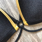 Stamping Patchwork Strappy Bikini