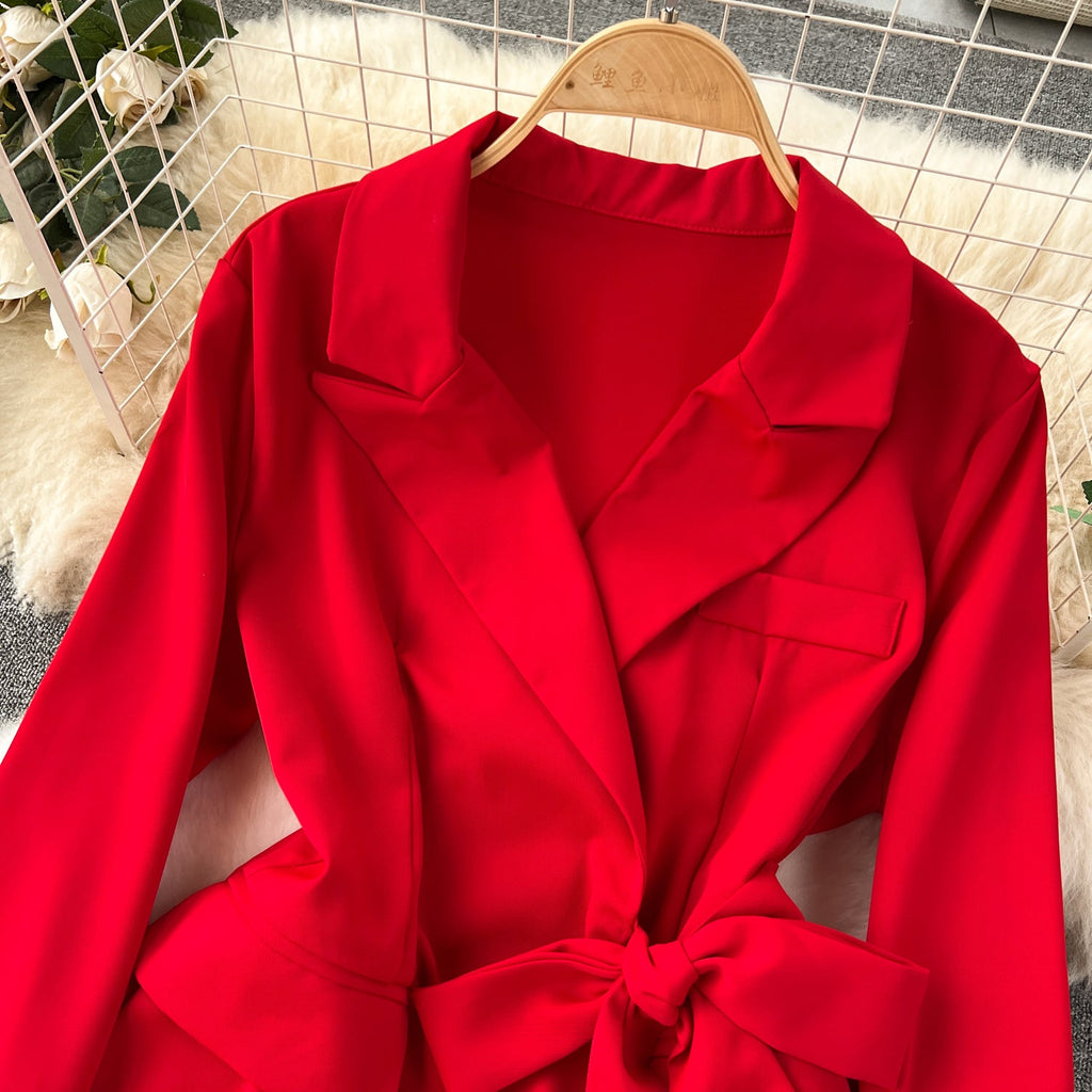 Blazer&Trousers Solid Color 2Pcs