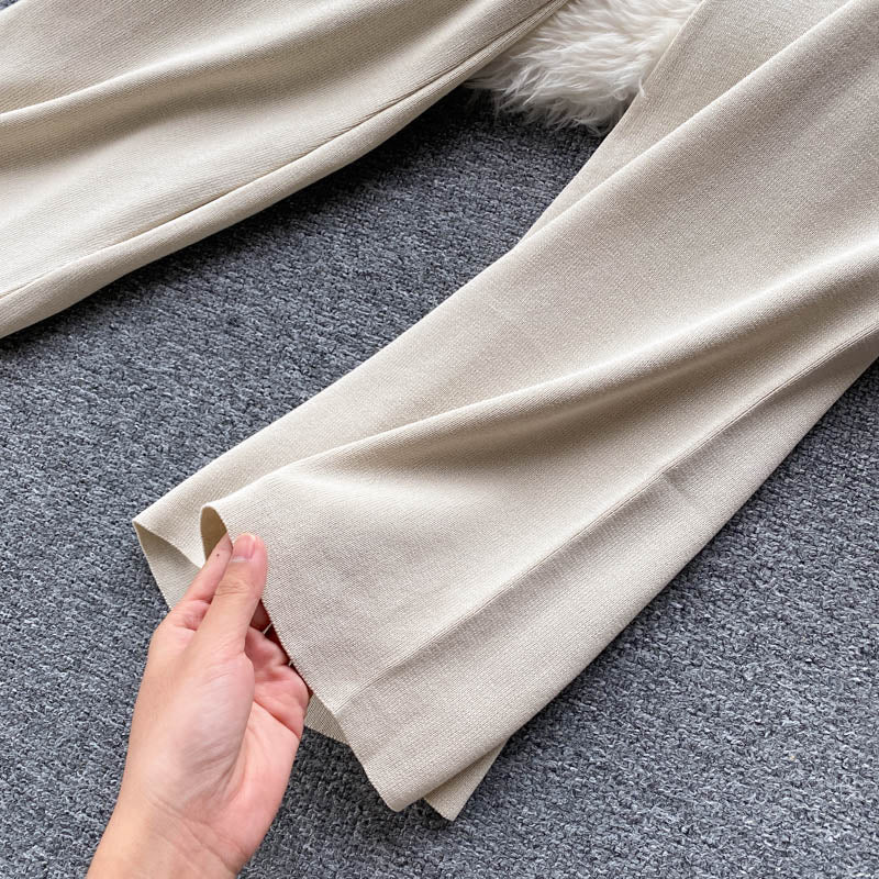 Cardigan&High-waisted Trousers Knitted 2Pcs