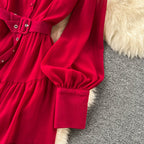 Vintage Single Breasted Chiffon Dress