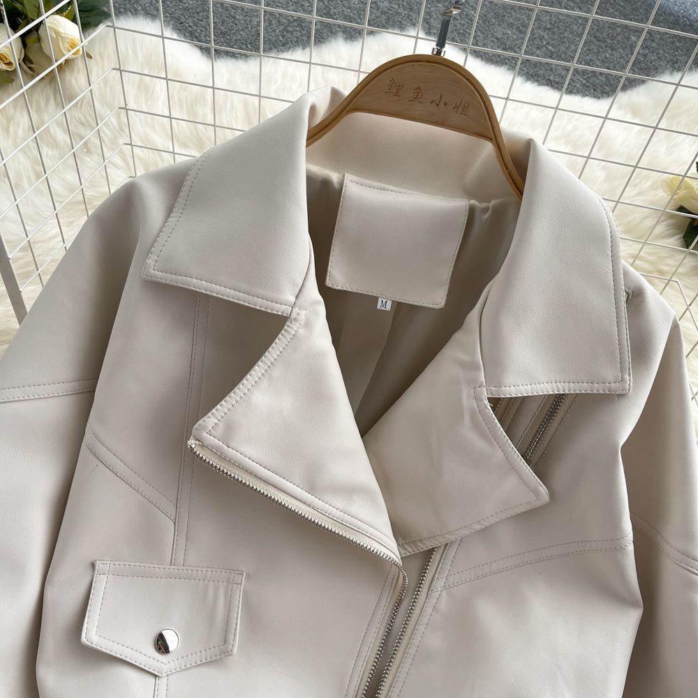 Vintage Short Pu Leather Jacket