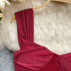 Mesh Patchwork Satin Padded Camisole