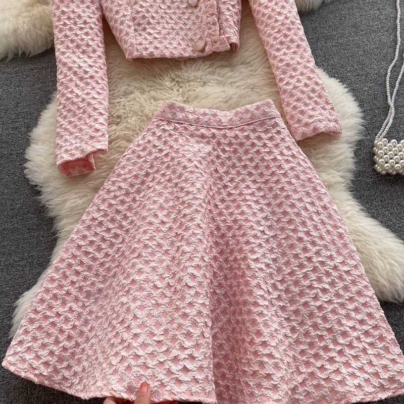 Suit Top&A-line Skirt 2Pcs Set