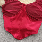 Mesh Patchwork Satin Padded Camisole